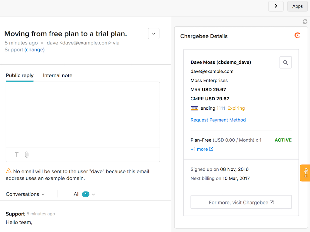 Chargebee primary marketing image — eComm and Payments app on the Zendesk Marketplace